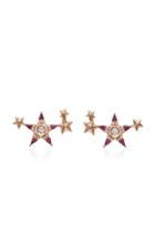 Melis Goral Mars 14k Rose Gold, Ruby And Diamond Earring