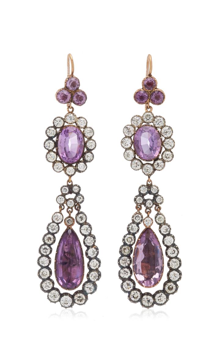 Moda Operandi Simon Teakle One Of A Kind Antique Amethyst & Diamond Earrings