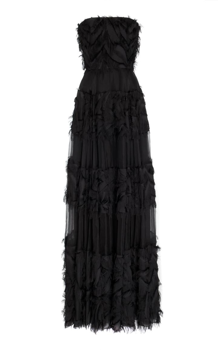 Noon By Noor Dion Organza Strapless Fringe Gown