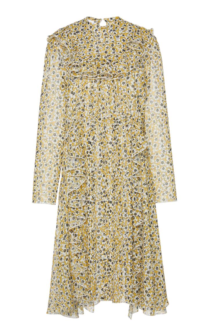 Dondup Sheer Floral Ruffled Dress