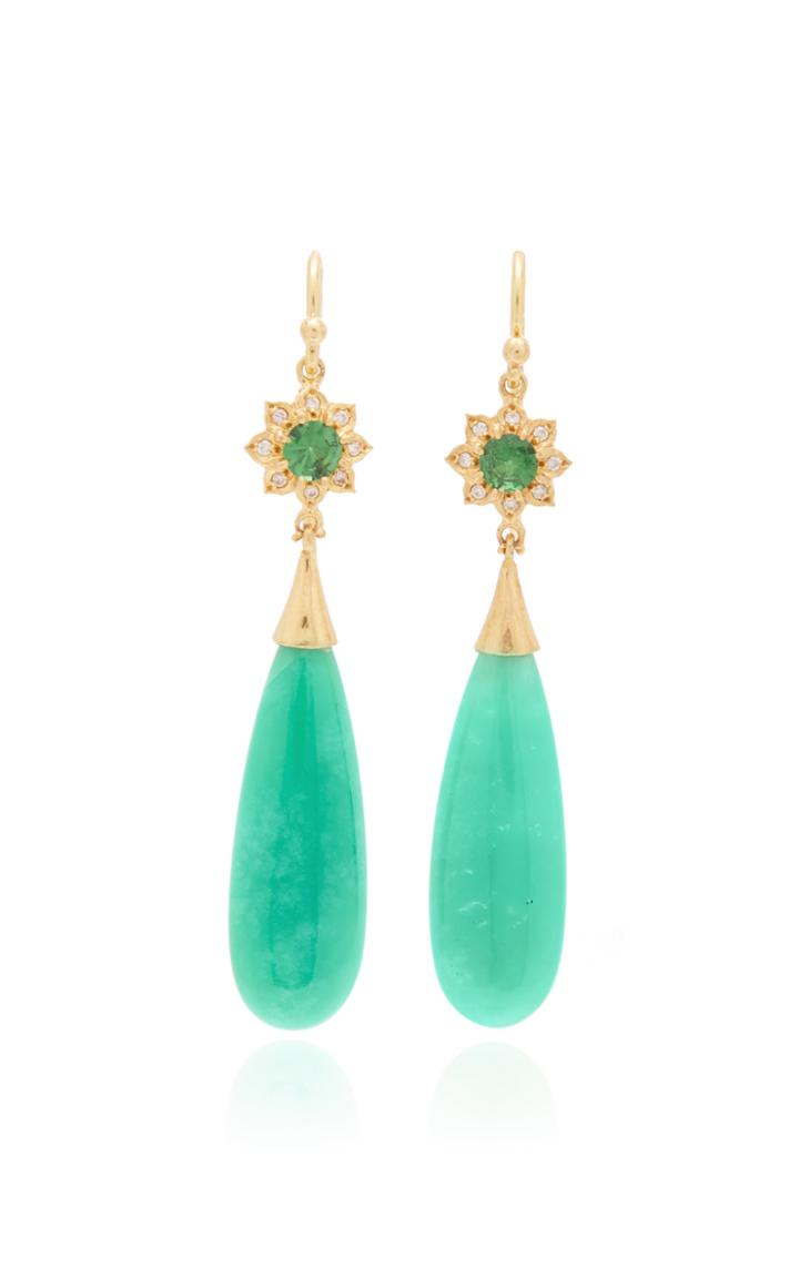 Moda Operandi Arman Sarkisyan 22k Gold And Chrysoprase Flower Drop Earrings