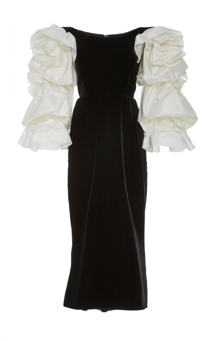 Marchesa Velvet Off The Shoulder Dress