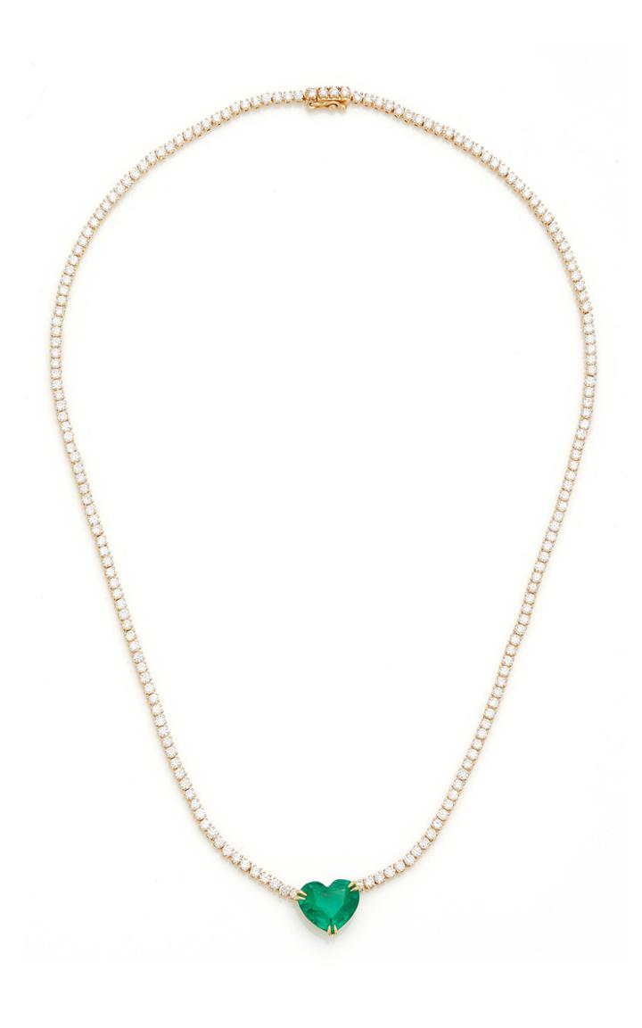 Anita Ko Hepburn Choker With Heart-shaped Emerald
