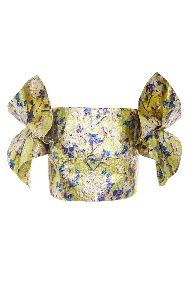 Delpozo Floral Lurex Cropped Top
