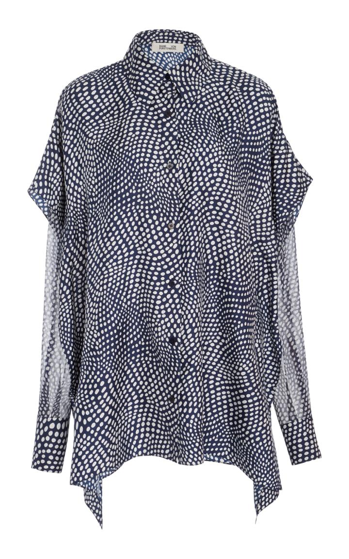 Diane Von Furstenberg Draped Dot Button Down Shirt