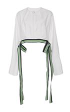 Diane Von Furstenberg Cropped Ribbon Trim Blouse