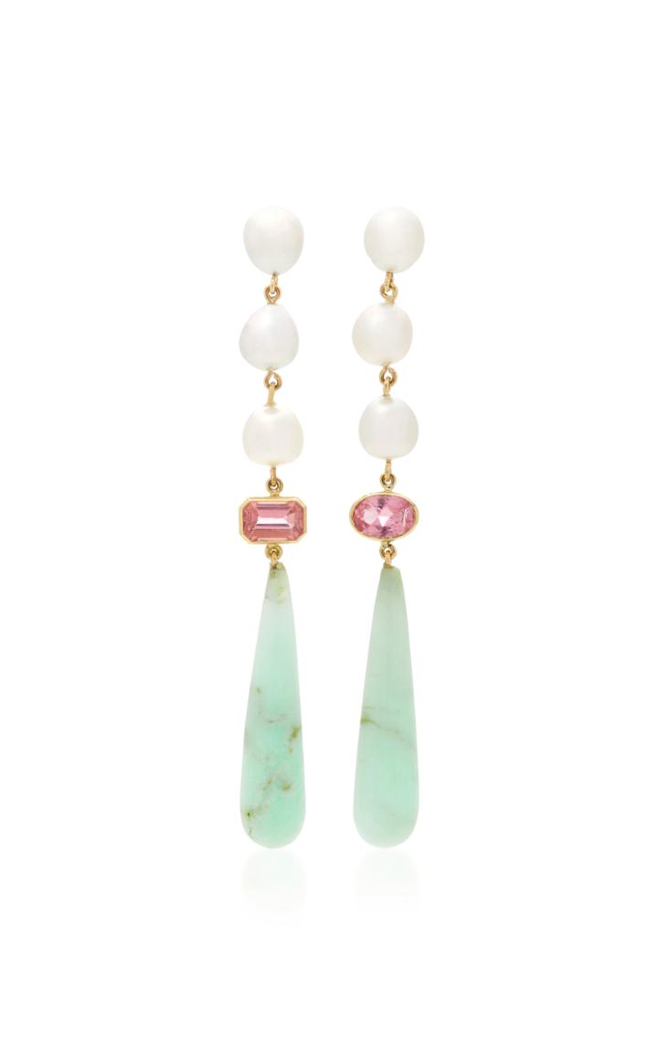 Retrouvai Chryso 18k Gold Multi-stone Drop Earrings