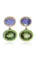 Carol Kauffmann Class 18k Gold And Green Tourmaline Earrings