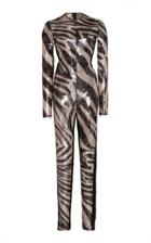 David Koma Zebra-print Sequined Jumpsuit