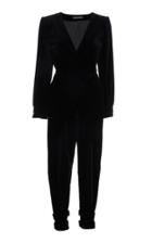 Alberta Ferretti Cotton Velvet Long Sleeved Jumpsuit