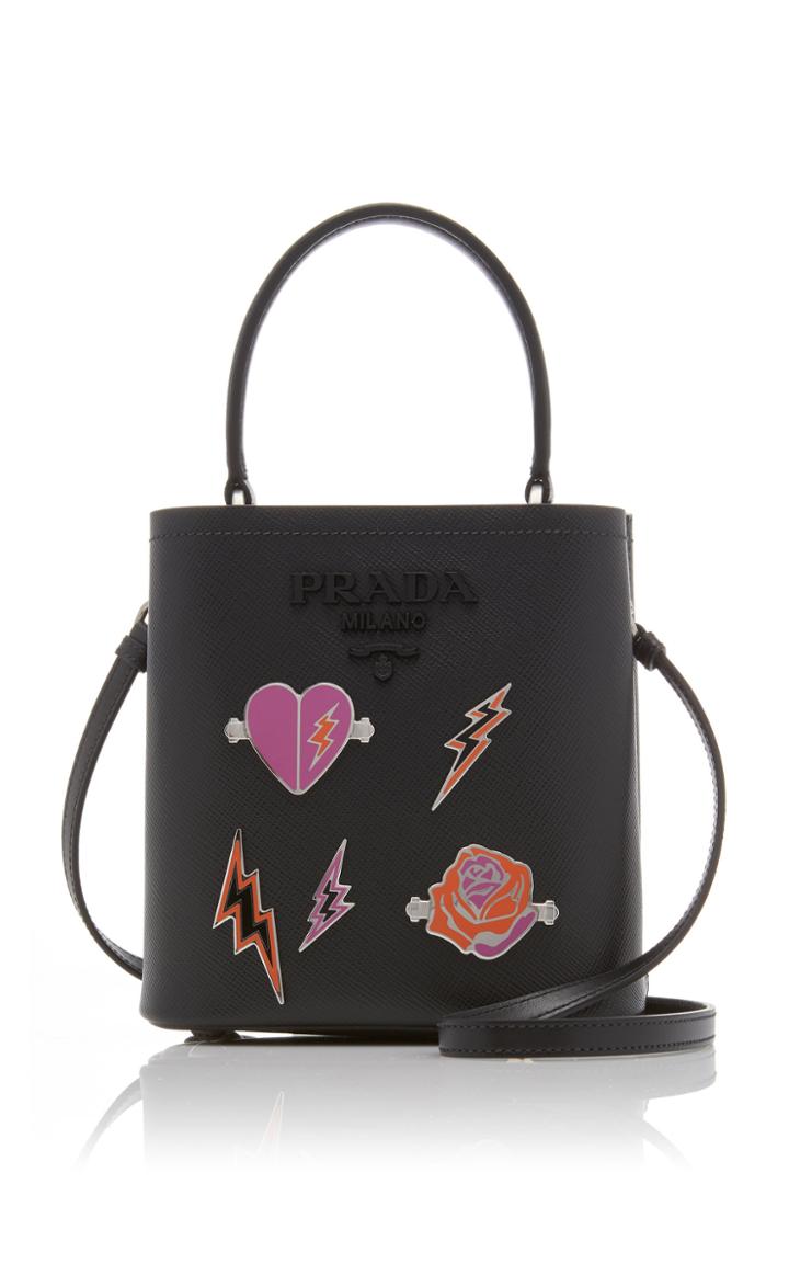 Prada Mini Embellished Textured-leather Bucket Bag