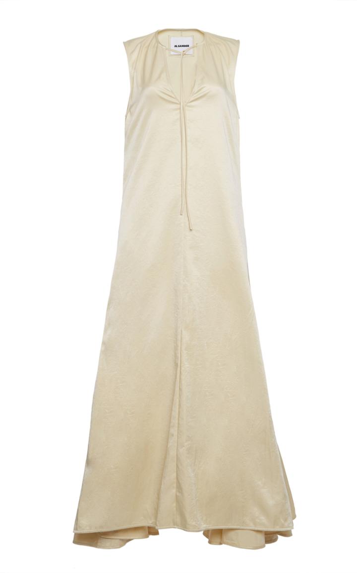 Moda Operandi Jil Sander Sleeveless Flared Satin Midi Dress