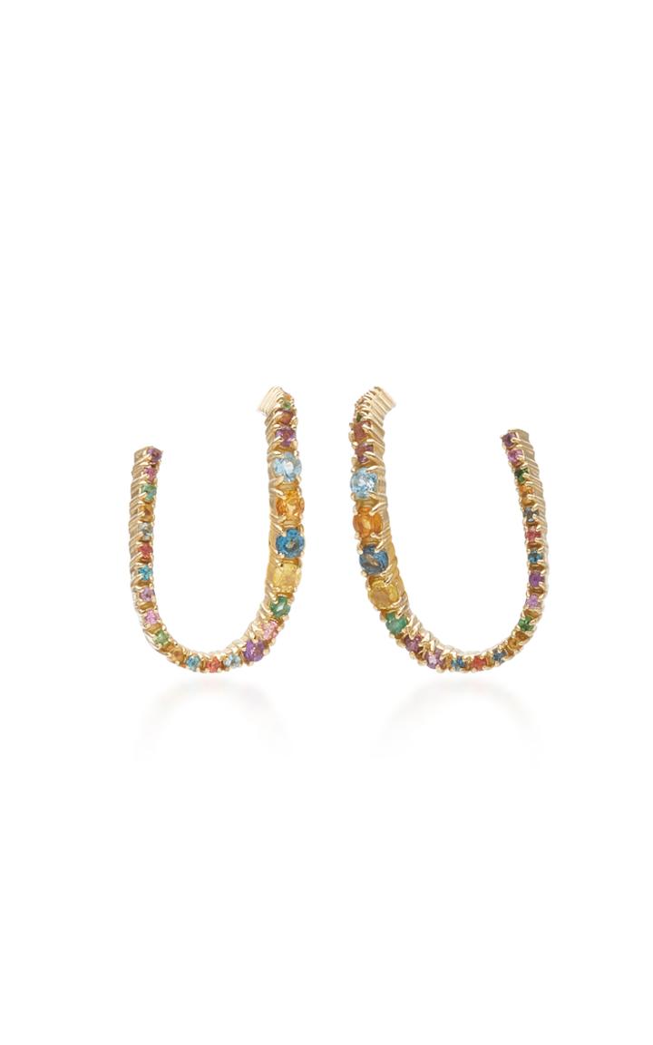 Aron Hirsch Curva 18k Gold And Sapphire Earrings