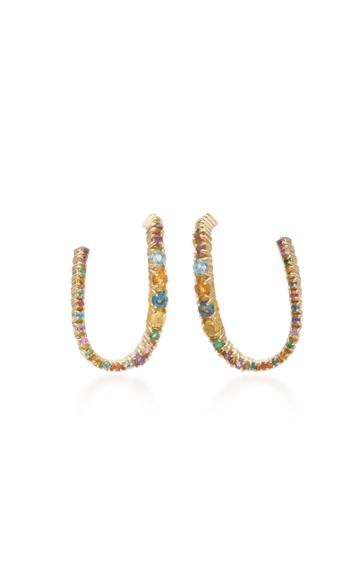 Aron Hirsch Curva 18k Gold And Sapphire Earrings