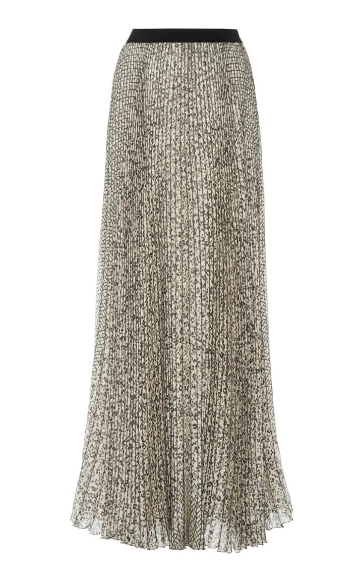 Giambattista Valli Printed Pleated Silk Maxi Skirt