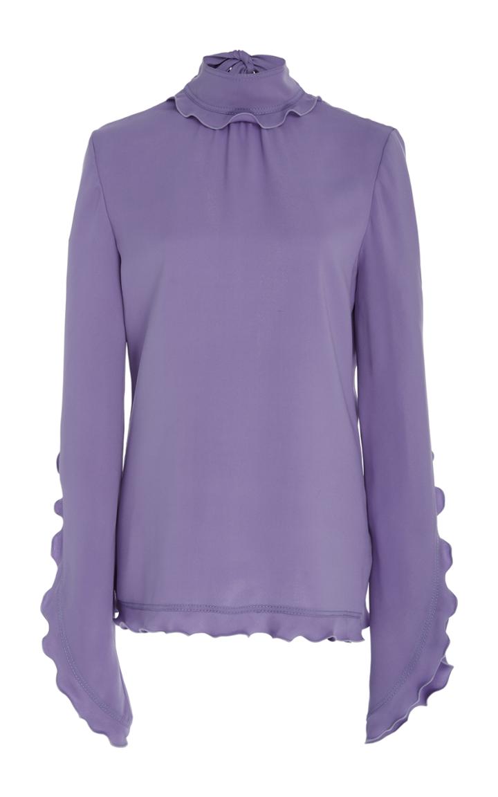 Derek Lam Mock Neck Open Back Blouse