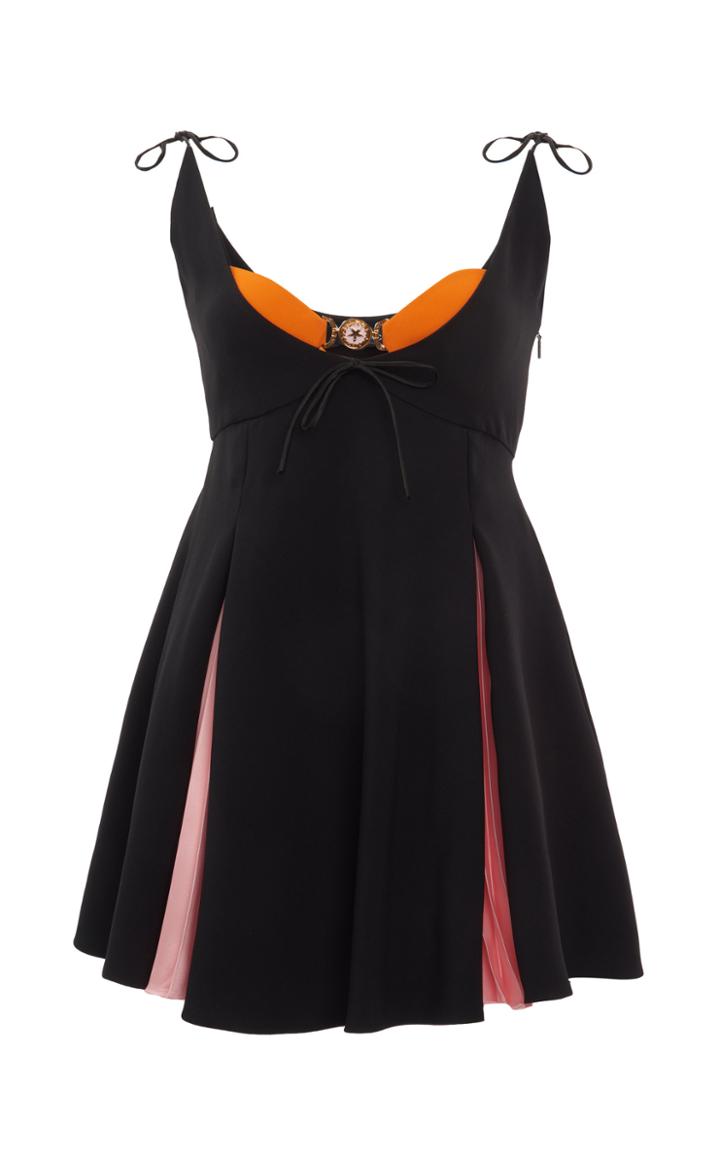 Moda Operandi Versace Pleated Crepe Mini Dress