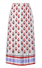 Valentino Pleated Printed Silk Midi Skirt