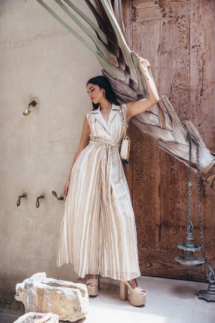 Moda Operandi Cult Gaia Sybil Striped Linen-silk Jumpsuit