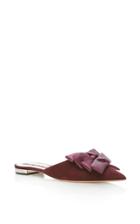 Rochas Suede Flat Mule With Silk Bows