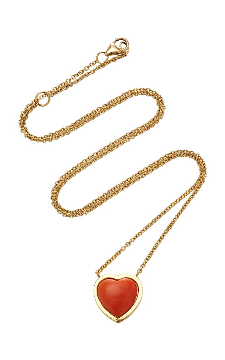 Brent Neale Small Puff Heart Coral Pendant Necklace