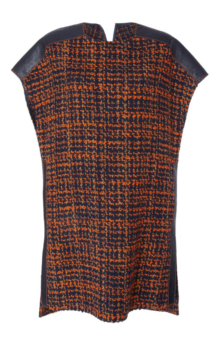 Agnona Tweed Tunic With Leather Details