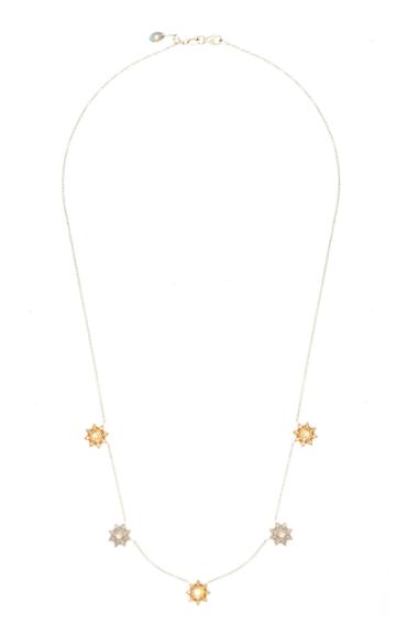 M.spalten 14k Gold Diamond And Moonstone Necklace