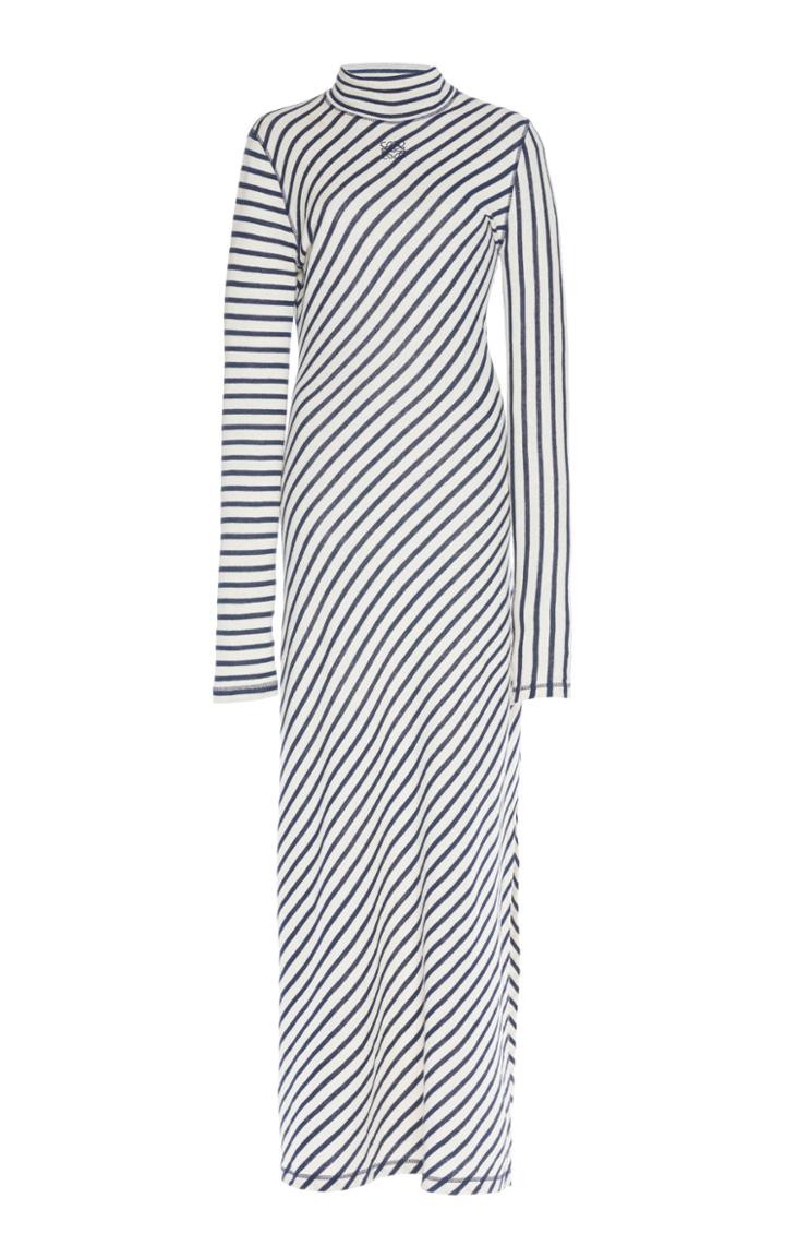 Loewe Striped Jersey Turtleneck Midi Dress