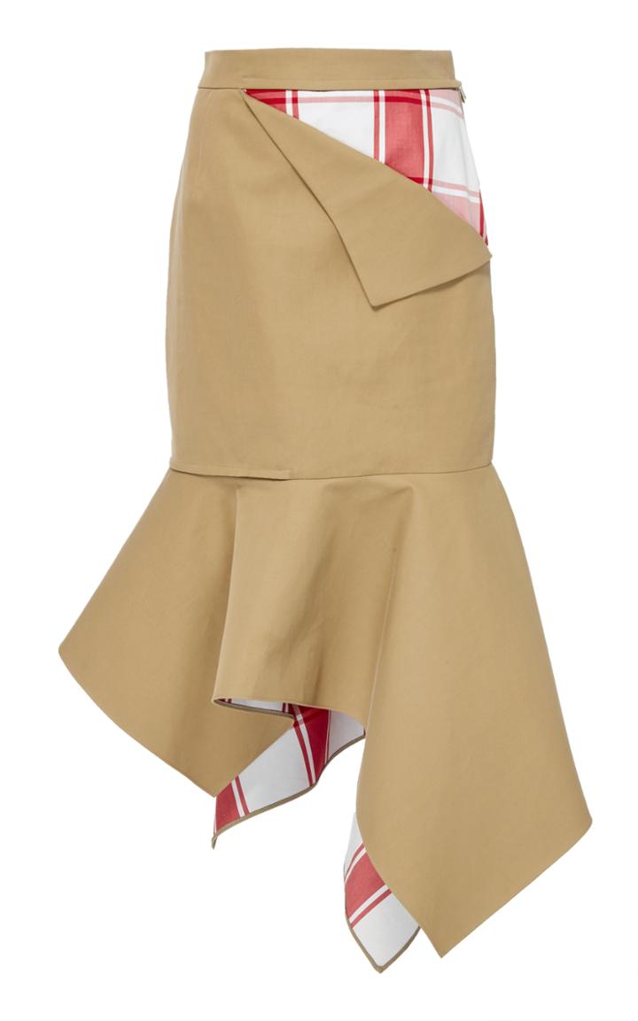 Monse Peek-a-boo Plaid Trumpet Skirt