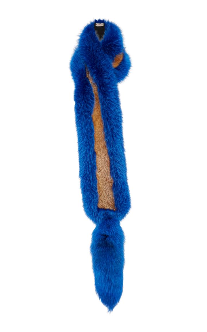 Marni Blue Fox Fur Stole