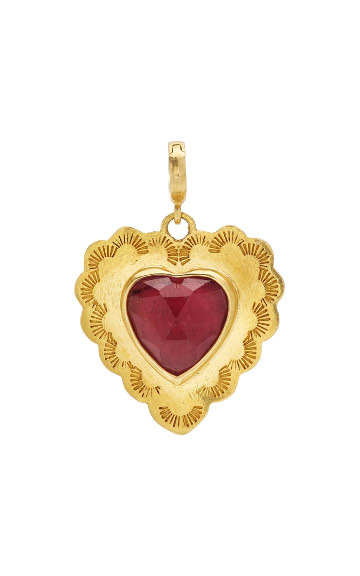 Moda Operandi Christina Alexiou 18k Yellow Gold Heart Charm With Tourmaline