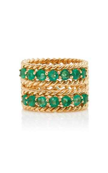 The Last Line Emerald Two Row Twist Ring