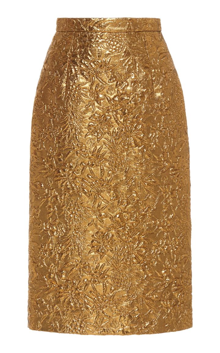 Dundas Gold-tone Floral Embossed Skirt