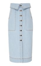 Moda Operandi Ulla Johnson Andi Light Wash Foldover Skirt Size: 0