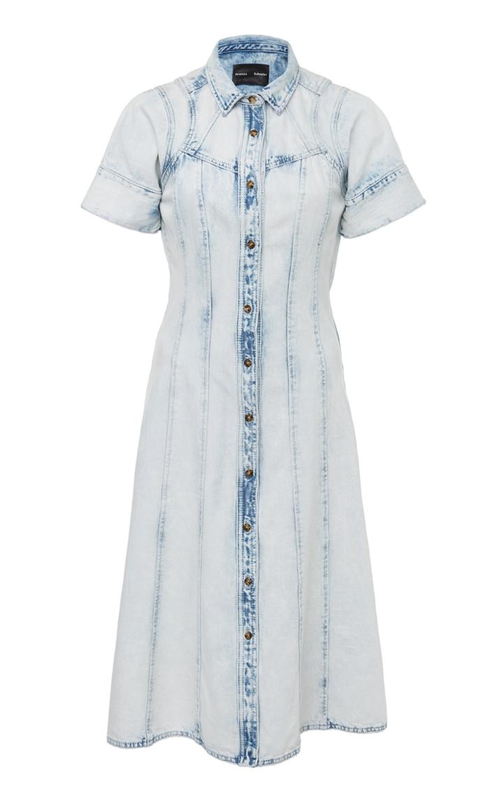 Proenza Schouler Denim Washed Short Sleeve Cotton Dress