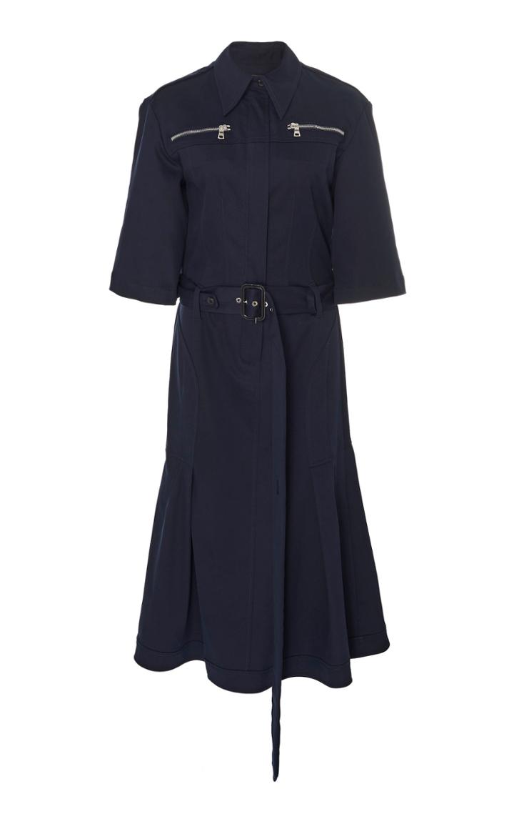 Derek Lam Belted Collared Cotton-blend Dress