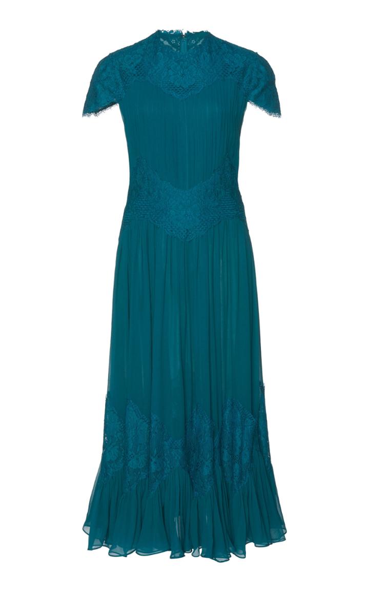 Costarellos Fit And Flare Midi Silk Chiffon Dress