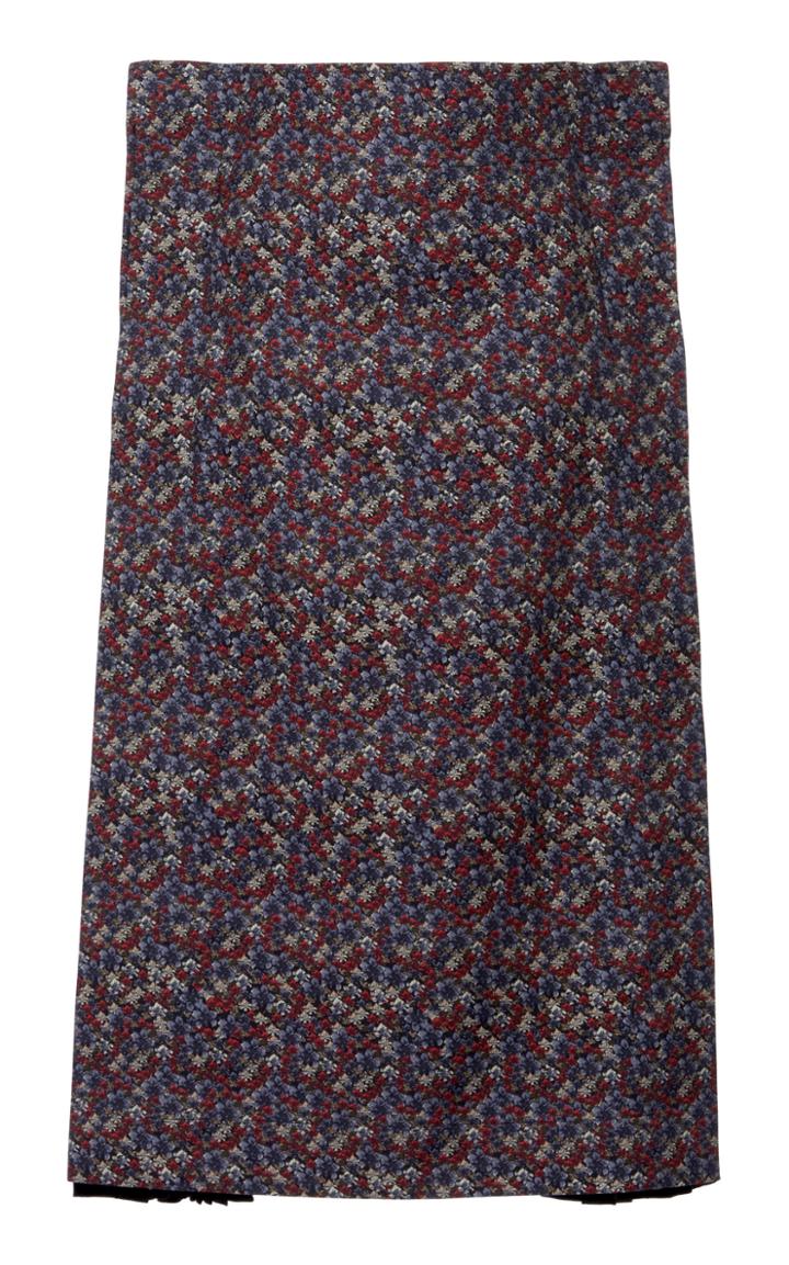 Pushbutton High-rise Cotton-blend Square Midi Skirt