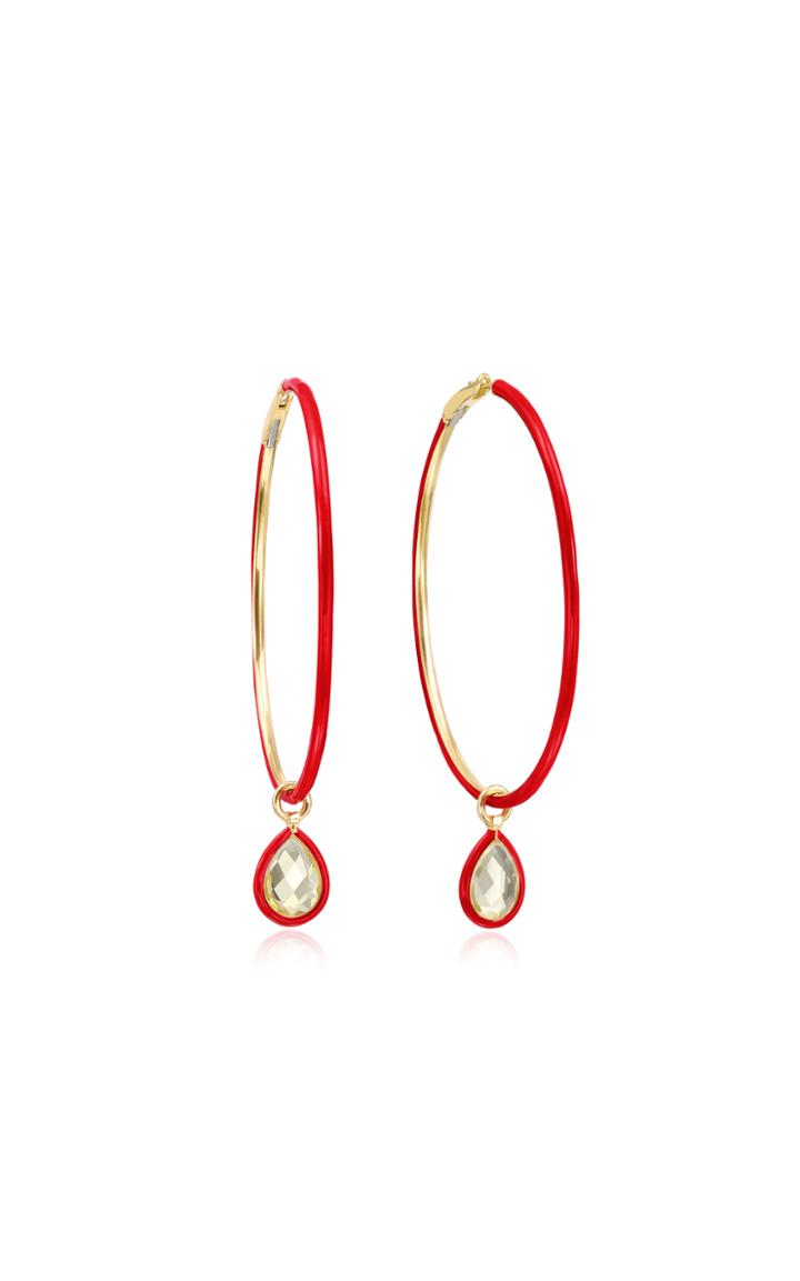 Moda Operandi Nina Runsdorf The Artist Yellow Citrine And Red Enamel Large Hoops