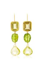 Brigid Blanco 18k Yellow Gold Citrine And Peridot Long Earrings
