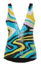 Jeffrey Dodd Swirl Sequin Plunge Neck Top