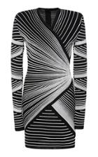 Balmain Striped Stretch-knit Mini Dress