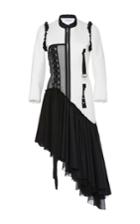 Jw Anderson Cotton Quilt Blend Dress With Ribbon Detail