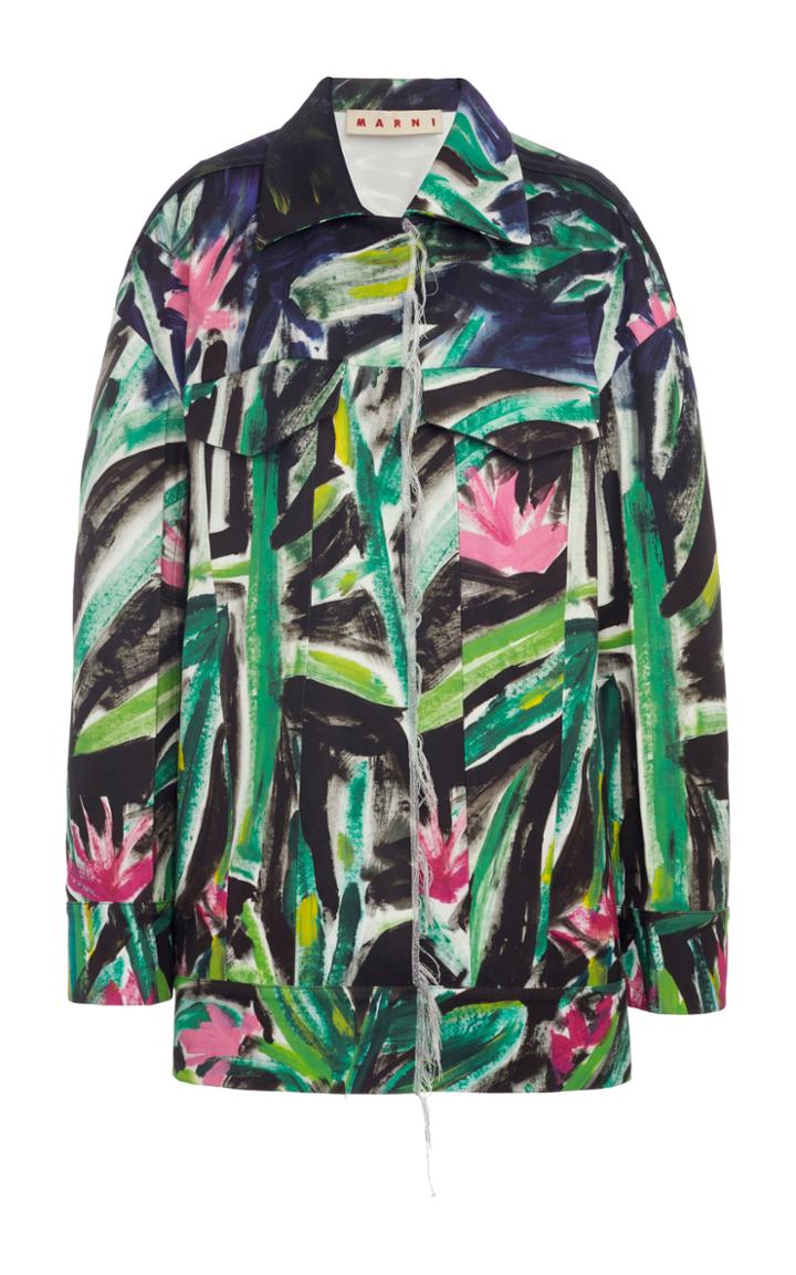 Moda Operandi Marni Oversized Flower-print Cotton Shirt Jacket Size: 38