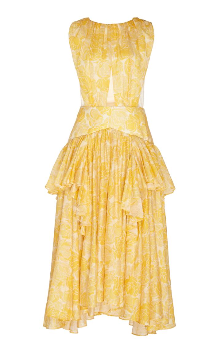 Acler Grosvenor Cutout Printed Georgette Dress