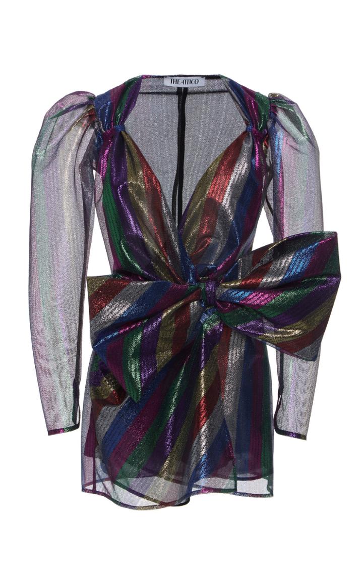 Attico Bow-embellished Lam Tulle Mini Dress