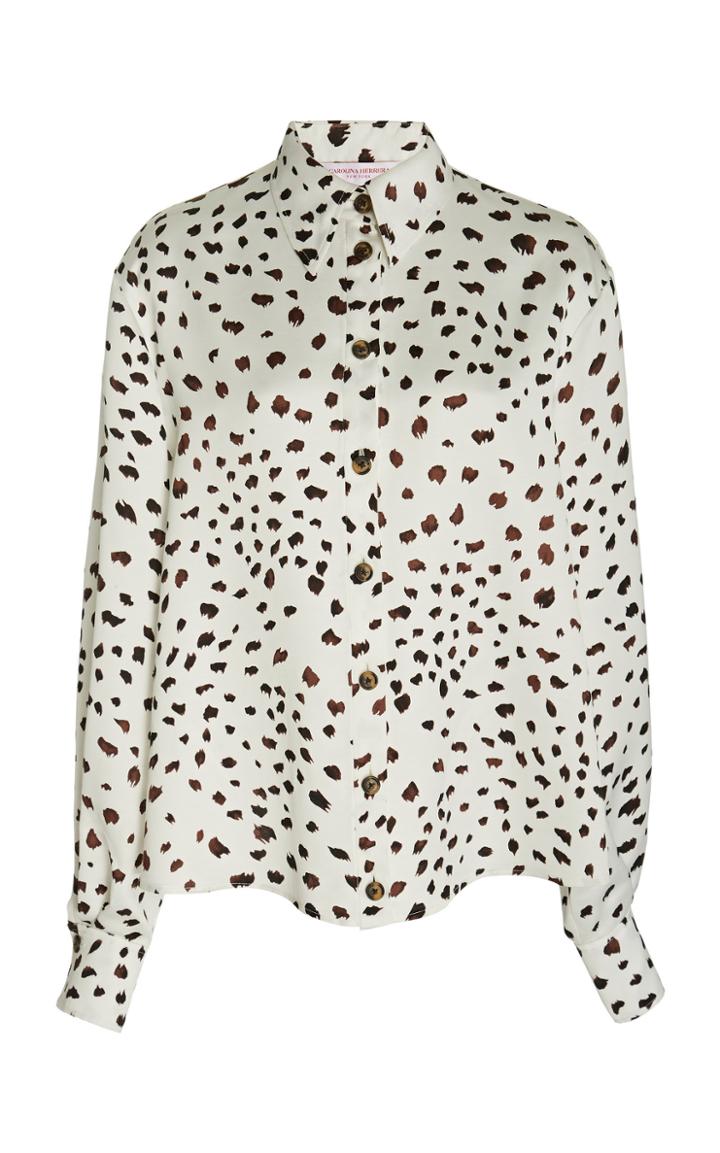 Carolina Herrera Petal Print Cotton-blend Poplin Shirt