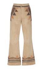 Alberta Ferretti Heavy Suede Embellished Crop Pant