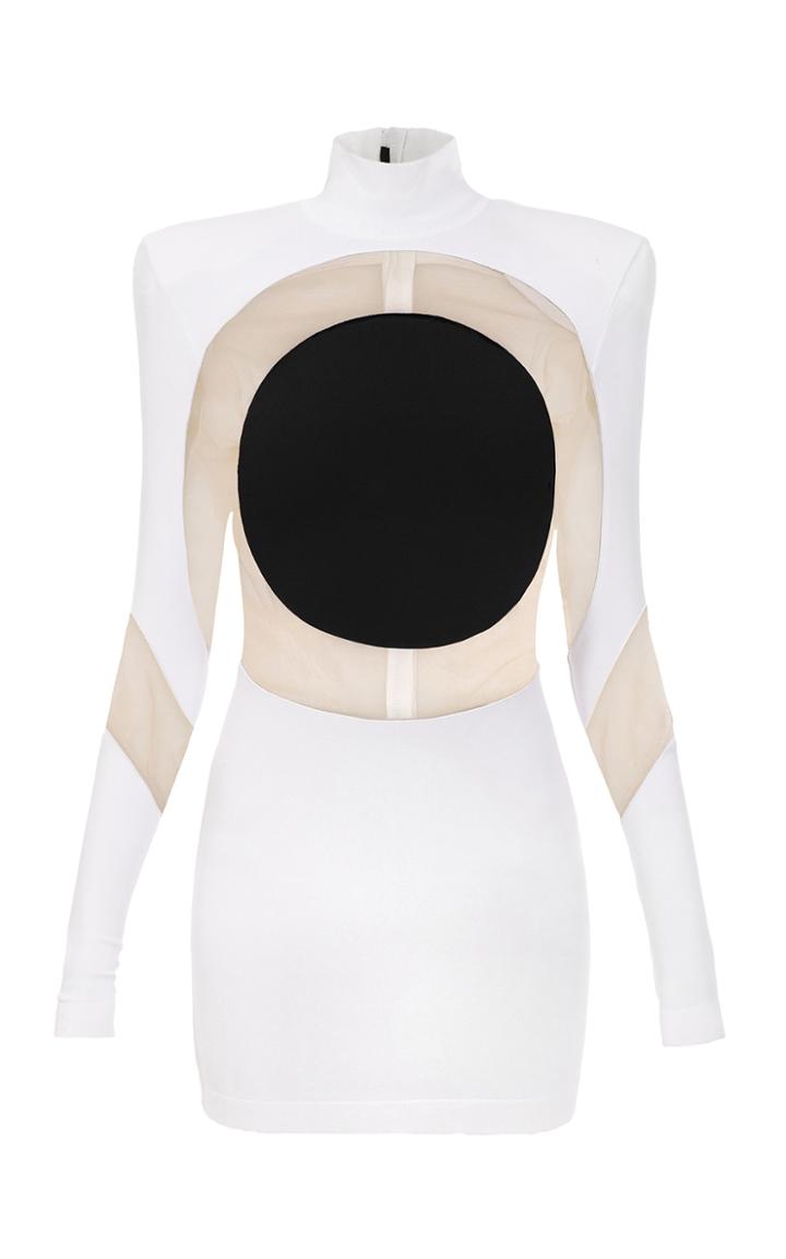 Moda Operandi Balmain Sheer-inset Two-tone Knit Mini Dress Size: 34