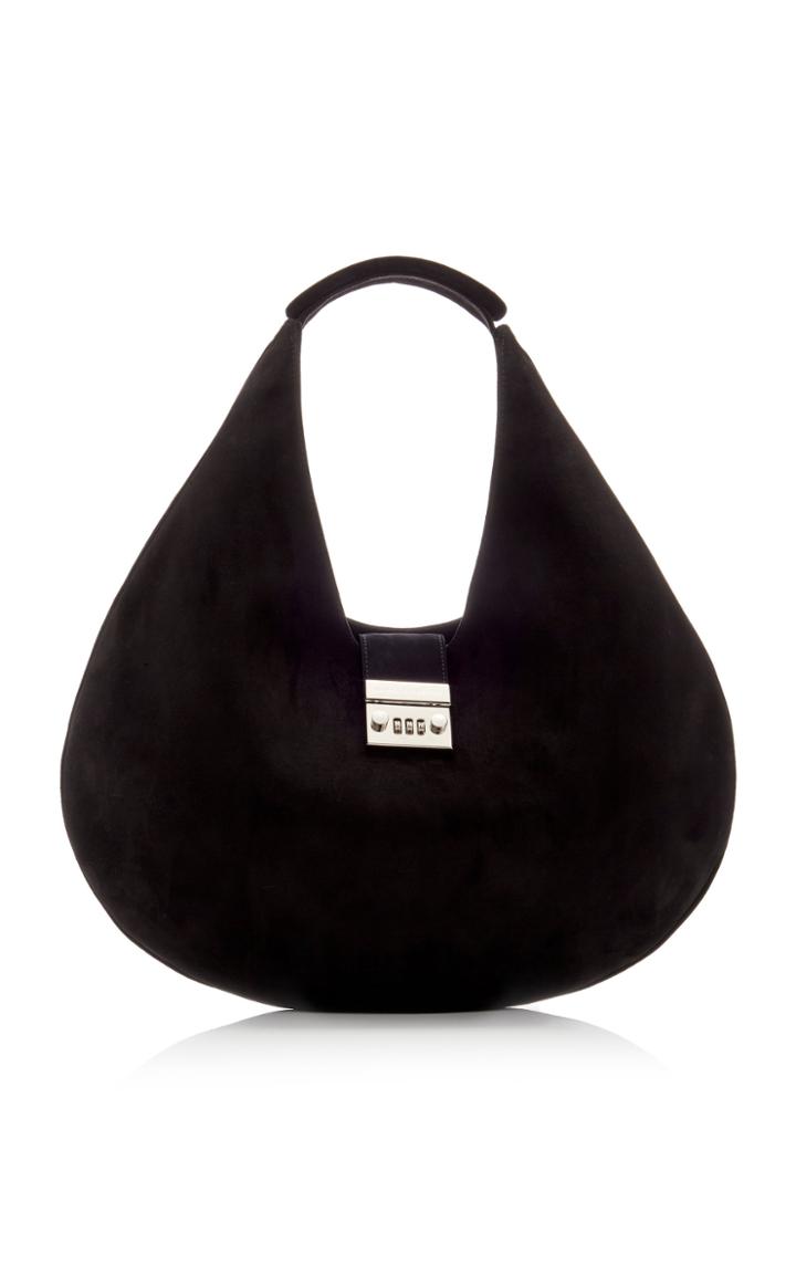 Moda Operandi Brandon Maxwell Large Lock Suede Hobo Shoulder Bag